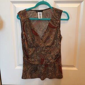 International Concepts Paisley Print Sleeveless V-Neck Tank Top, Petite Medium